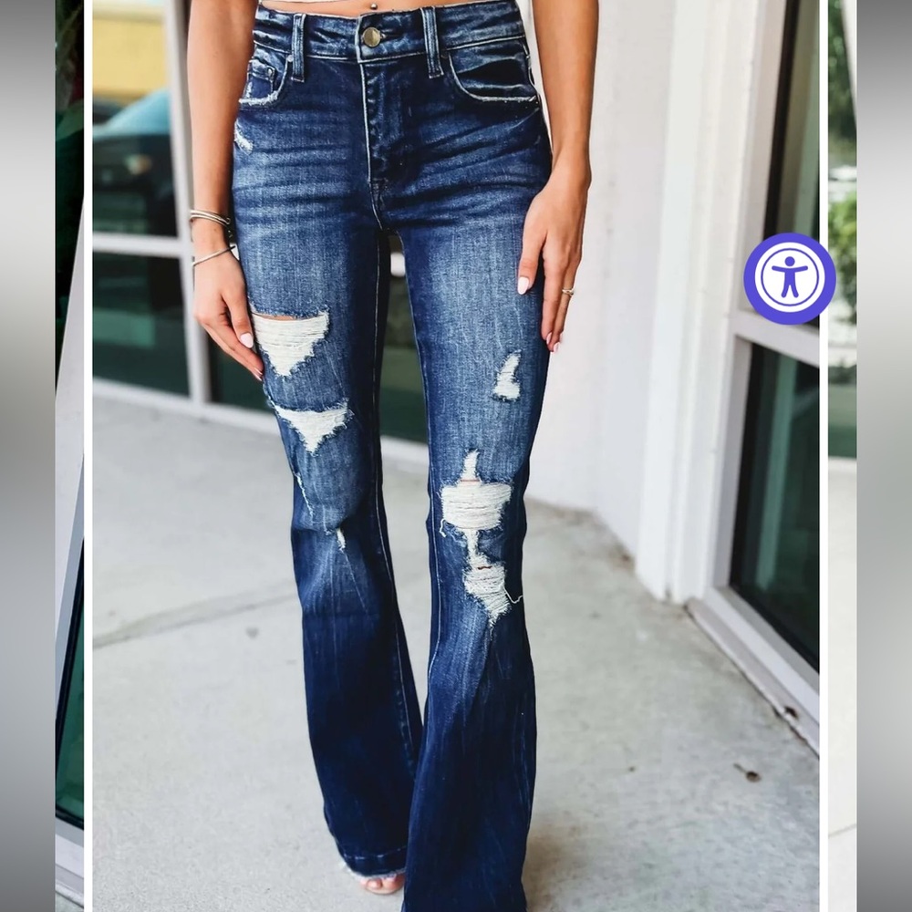 Petra Fashions Dark Blue Flare Jeans